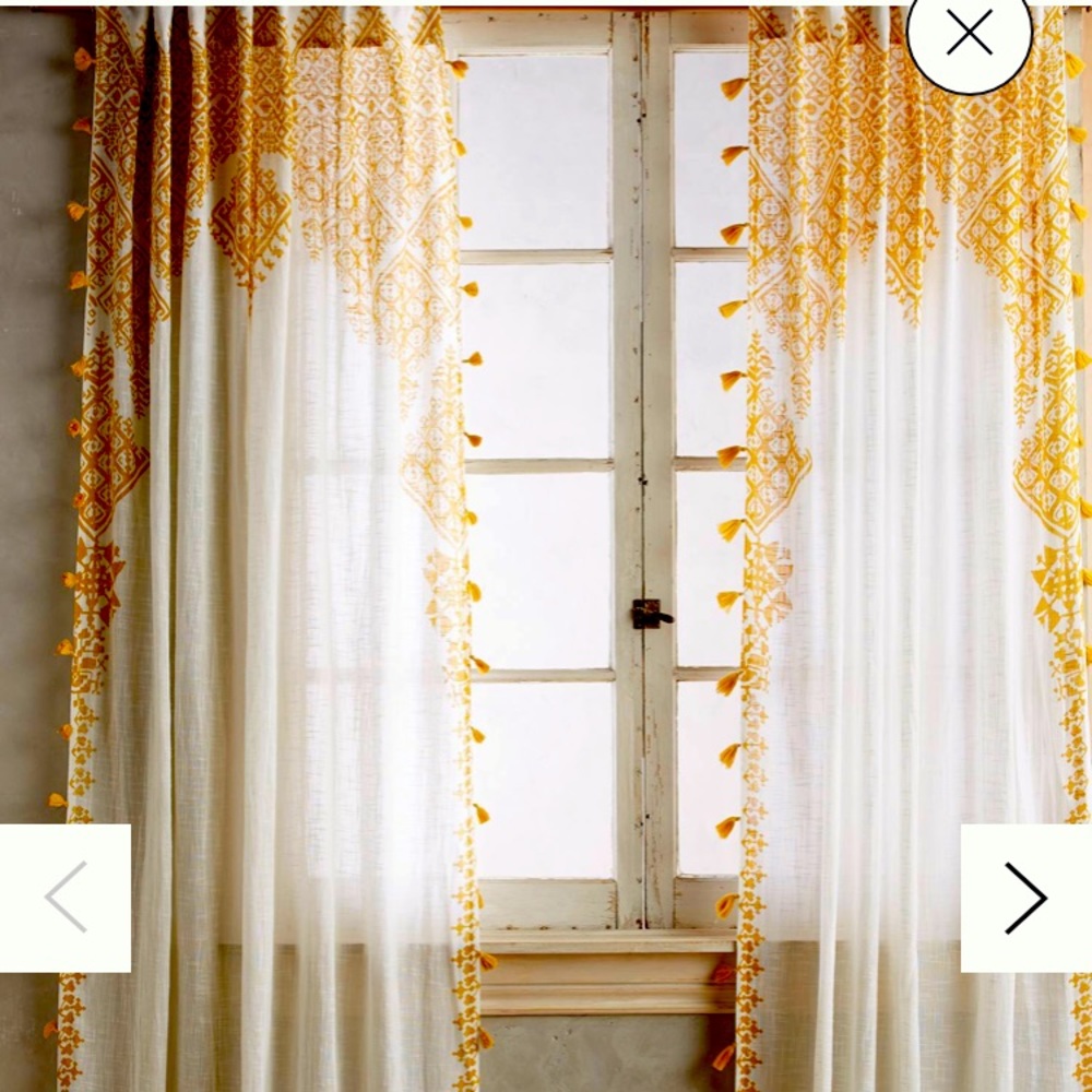Pair of Anthropologie Adalet Curtains in Ochre